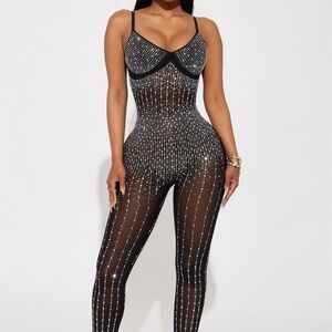 Fashion Nova Black Jumpsuit with Silver Accents